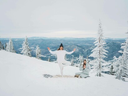 Yoga poses in the snow