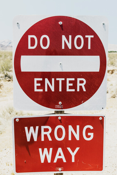 A stop sign uses no to keep people safe