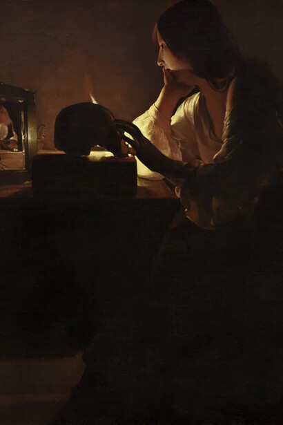 Georges de la Tour, Büßende Magdalena bei der Meditation (detail), ca. 1635-40. Courtesy of Museum Städel