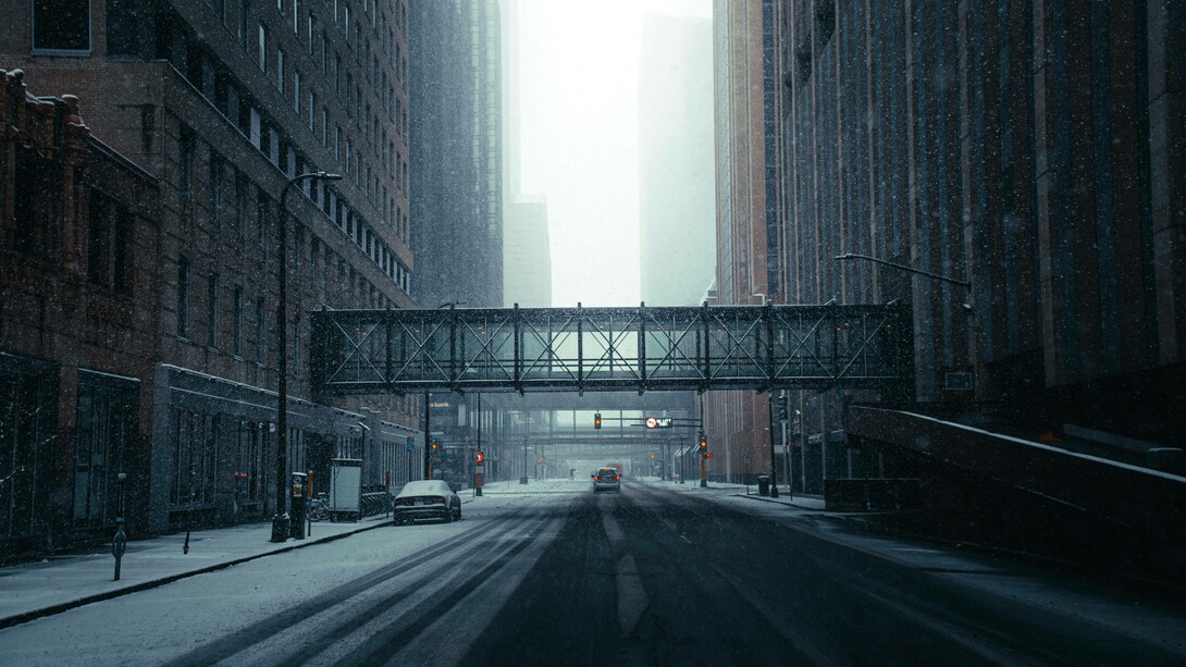 Winter blues in a city