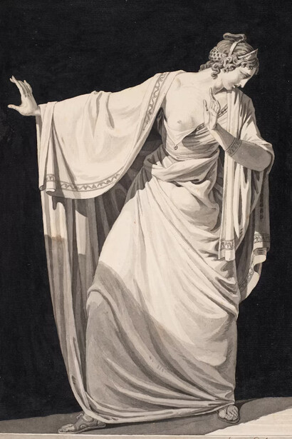 Jean-François Janinet, Standing woman in antique dress (detail), 1791. Courtesy of the Art Institute of Chicago