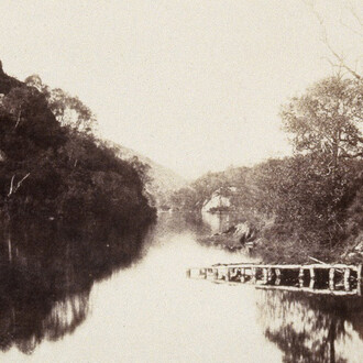 William Henry Fox Talbot
English, 1800–1877
Loch Katrine (Loch Katrine Pier, Scene of the Lady of the Lake), Plate XI from Sun Pictures in Scotland
1844 (published 1845)
Salted paper print
Image: 6 ¾ x 8 5/16 in. (17.1 x 21.1 cm); sheet: 7 ¼ x 9 1/16 in. (18.4 x 23.0 cm)
Sidney and Lois Eskenazi Museum of Art