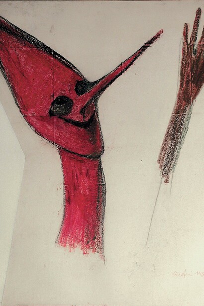 Pinocchio, 1958, pastello ad olio su carta su tela 90x85. Mostra a Pontassieve, Archivio Venturino Venturi