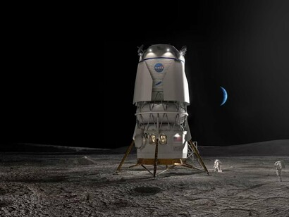 Il Blue Moon, è il modulo lunare costruito dalla Blue Origin di Jeff Bezos, che porterà astronauti e materiali sulla Luna. (Credit: Blue Origin)