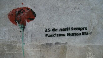 Stencil em muro de Lisboa, Portugal. Mais uma vez, a Democracia acaba por estar vulneravelmente exposta por aqueles que a afirmam defender, e como em todo o xadrez político, as regras são alteradas consoante os interesses partidários dos seus líderes e as legislativas antecipadas de 18 de maio foram o reflexo disso, após a rejeição, a 11 de março, da moção de confiança apresentada pelo governo minoritário da Aliança Democrática (AD). Lembrando que os partidos de esquerda e o partido da direita radical (CHEGA) votaram contra esta moção de confiança e apenas o PSD, o CDS-PP e a IL votaram a favor