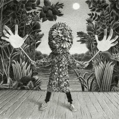 Ethan Murrow, Walking forest statue, 2024. Courtesy of Winston Wächter Fine Art Gallery