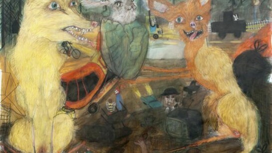 Freya Pocklington, A Gift For Gertica, 2013, conte crayon on paper, 133 x 152 cm