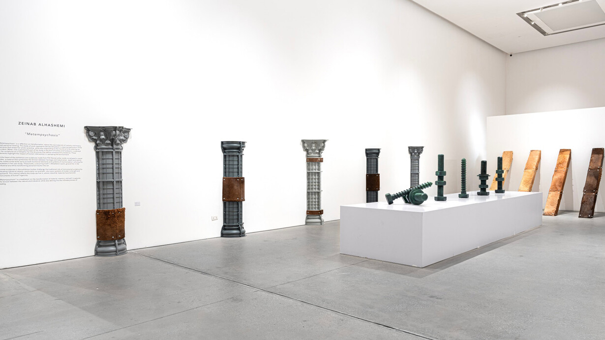 Zeinab Alhashemi, Metempsychosis the soul’s journey through material, exhibition view. Courtesy of Leila Heller Gallery