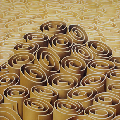 Spiral technology, oil on canvas, 100 x 100 cm, Mark Weighton, 2000