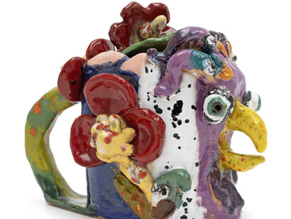 Maija Peeples-Bright, Purple chicken tea pot, Year unknown. Courtesy of Guerrero Gallery