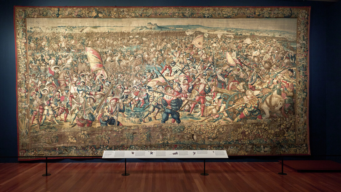 Various artists, Art and war in the Renaissance the battle of Pavia tapestries, exhibition view. Courtesy of Fine Arts Museums