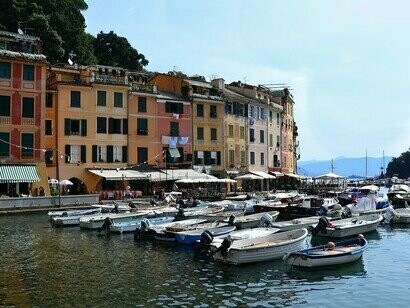 Particolare del porto di Portofino, Liguria, Italia