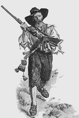 Robinson Crusoe preparándose para ir de caza. Ilustración de Walter Paget incluida en "La vida y las extrañas y sorprendentes aventuras de Robinson Crusoe", Daniel Defoe, 1891