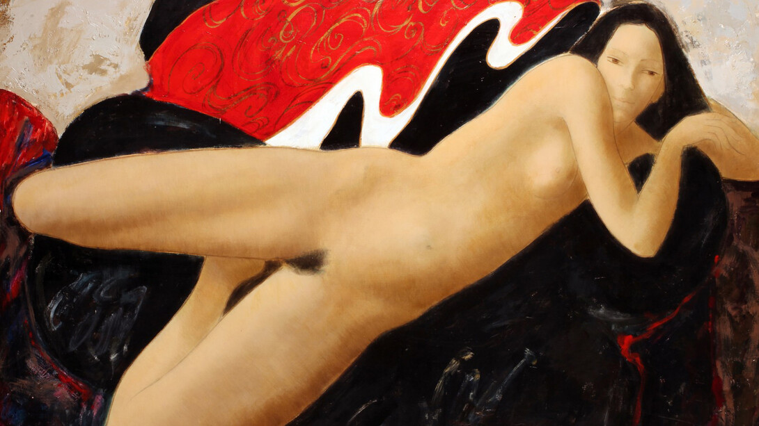 Alain Bonnefoit, Scent of a woman, exhibition painting. Courtesy of Erarta
