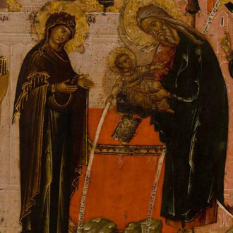 The meeting of the lord (detail), 1620–1630s. Moscow. Courtesy of the New Tretyakov Gallery