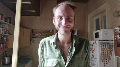Anatol Svahilec in his flat on Wenceslas square, Prague, Czech Republic, photo by Martina Kroa
