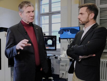 Paolo Nespoli e Giorgio Sestili presso il NeuroSim center, immagini ufficiali conferenza stampa gennaio 2024, Credit Fabio Lovati