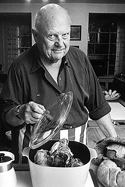 James Beard cooking in the kitchen, photo by ©Dan Wynn, ©Elisabeth Wynn