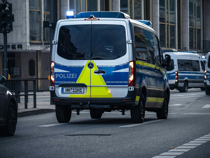 German police van on the road