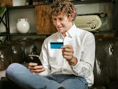 Man making a purchase on a website