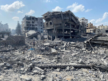 Razed building in the Gaza Strip during October 2023