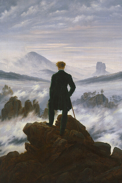 Caspar David Friedrich, Wanderer über dem Nebelmeer, um 1817. Courtesy of Hamburger Kunsthalle