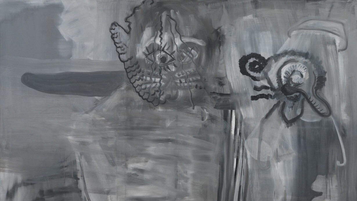 Albert Oehlen, Titankatze mit versuchstier, 1999. Courtesy of Skarstedt Gallery