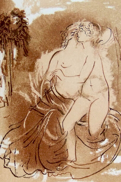 Greek and Cypriot printmakers in France, painting in exhibition. Courtesy of Hambis Printmaking Museum