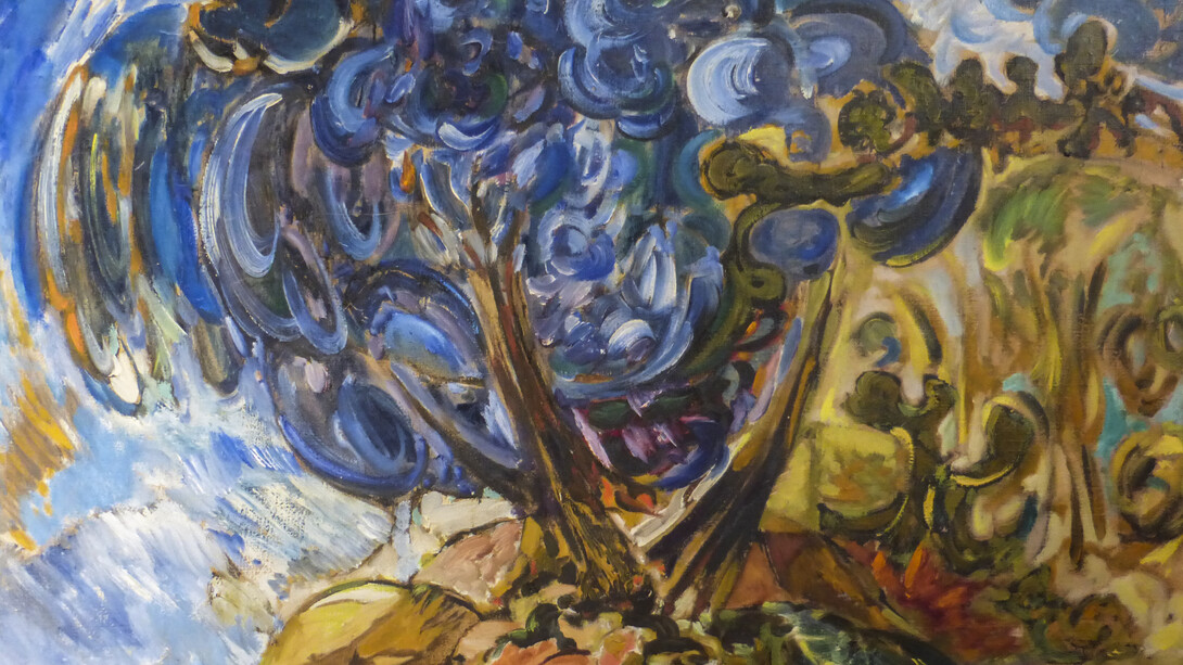 Michel Couchat. The Blue Tree, oil on canvas, 1961, 90x 130 cm