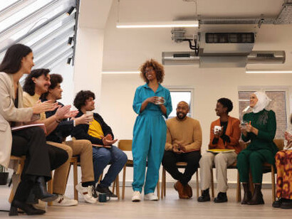 People gathered in thoughtful philosophical discussions, exploring the intersection of science and spirituality