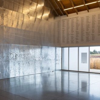 Rudolf Stingel, Fresh paint, exhibition view. Courtesy of Parrish Art Museum