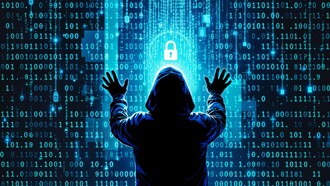 The ominous digital landscape with a central padlock emphasizes the critical vulnerability of systems to email-based attacks, which are the leading contributors to cyber insurance claims