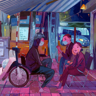 Andrew Hem, Six6, Acrylic and Gouache on Linen, 33x 23cm.