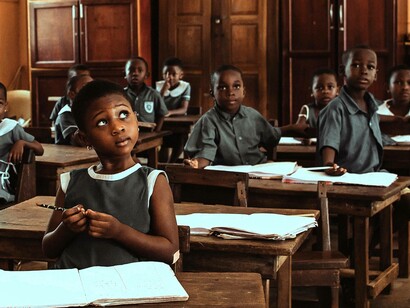 Students pay attention in a classroom