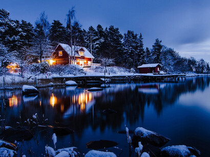 Norway winter cabin