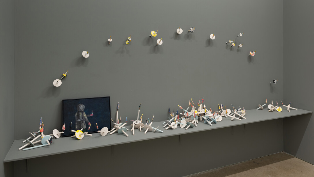 Joy Feasley, Her sadness makes her smile, exhibition view. Courtesy of Adams and Ollman Gallery