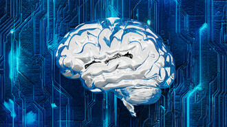 Une illustration conceptuelle du cerveau, représentant la convergence entre cognition et technologie, soulignant l'importance d'une approche distribuée de l'esprit dans le cadre du naturalisme dispositionnaliste et des 4E