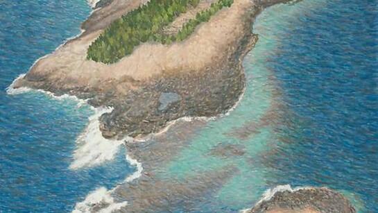 Yvonne Jacquette, Barred Harbor, Isle Au Hut, ME, 2012, Oil on linen, 44 x 53 1/4 inches