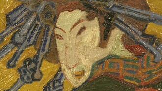 Detalle de "La cortesana (a partir de Eisen)", óleo sobre lienzo, Vincent Van Gogh, 1887