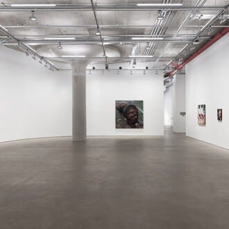 Noel W Anderson, Courtside sermon, exhibition view. Courtesy of Harper’s Chelsea 512