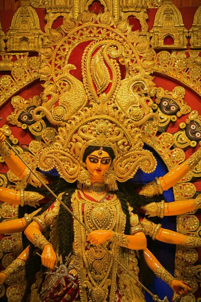 Statue of Maa Durga, the beloved Hindu deity celebrated for her triumph over evil and protector of devotees