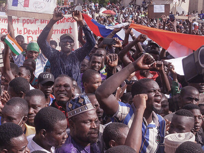 Protesters in Niger demonstrate against the presence of the French military in the country, 2023