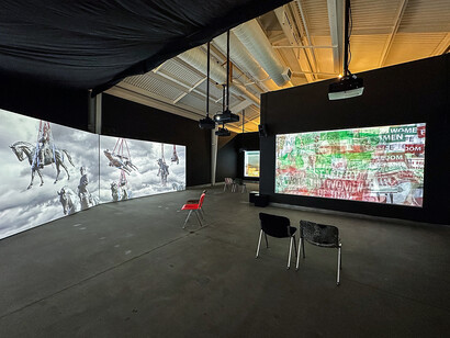 Various artists, Moving pictures: a survey exhibition of works by Deborah Oropallo and collaborators, exhibition view. Courtesy of Di Rosa Gallery