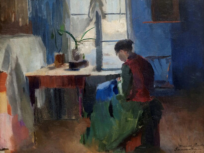 Harriet Backer, Woman sewing, 1890. Courtesy of Kode Museums