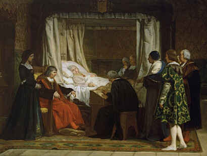 Doña Isabel la Católica dictando su testamento, 1864. Óleo sobre lienzo, 287 x 398 cm. Courtesy of Museo del Prado