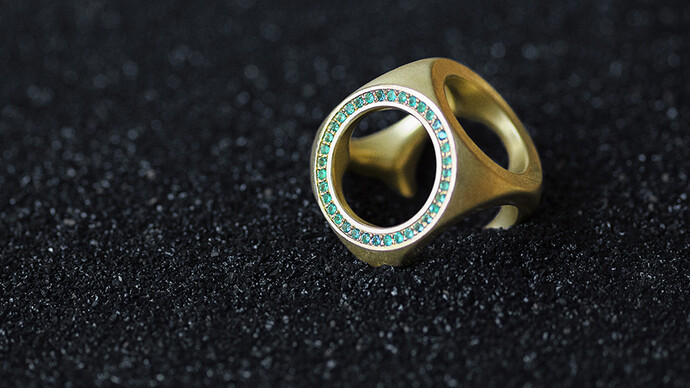 Krumenacker Stephane, Pave high roller, brazilian emerald mounted in 18 karate gold, 2024. Courtesy of Bitfactory Gallery