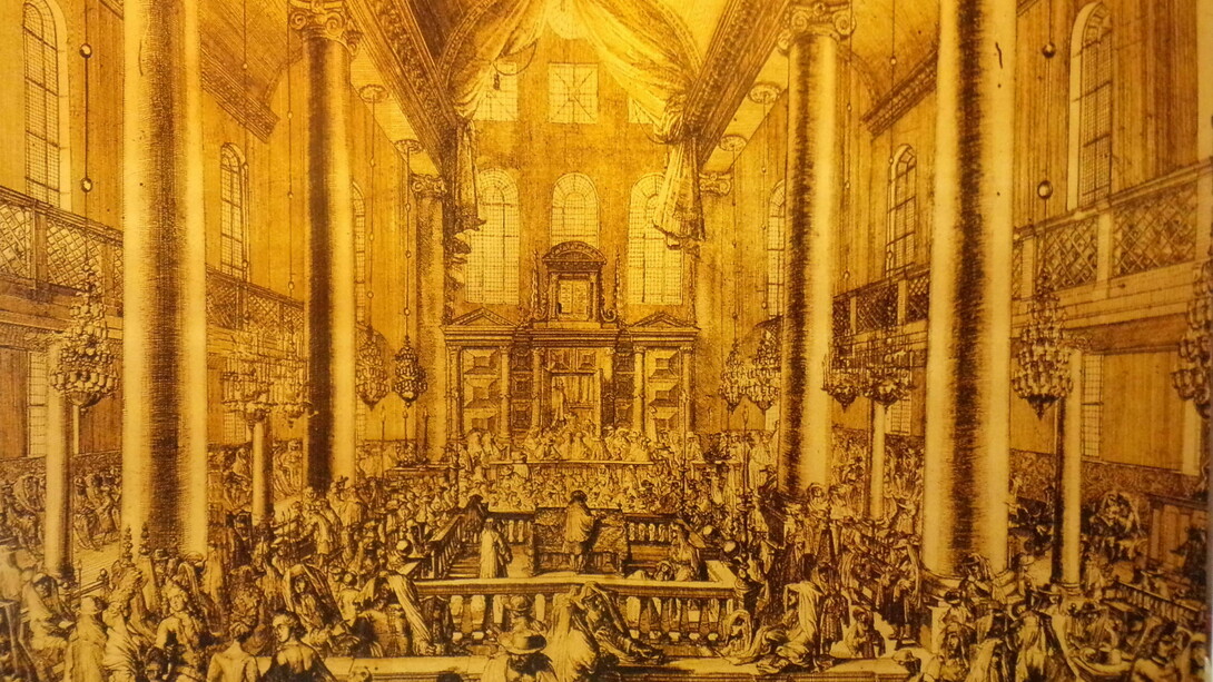 A Consagração da Sinagoga dos Judeus Portugueses em Amsterdã - Gravura de Bernard Picard (1663-1773)