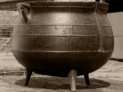 Olla de 5 galones de la fundición Coalbrookdale, finales del siglo XIX. Propiedad del Dr. Richard Williams (Inglaterra). Foto cortesía del Dr. Richard Williams