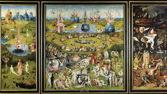 Dans Le Jardin des délices (vers 1490-1500), Jérôme Bosch déploie un monde où le plaisir bascule vers le chaos, révélant la violence tapie derrière les désirs humains et la fragilité du corps livré au péché
