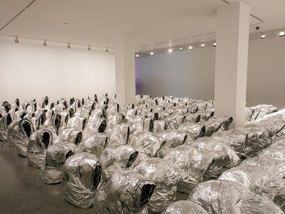 Kader Attia, Ghost, 2007/2017, installation view, Kader Attia, Museum of Contemporary Art Australia, Sydney, 2017, aluminium foil, courtesy the artist and Galerie Nagel Draxler, Berlin/Cologne, image courtesy the artist and Museum of Contemporary Art Australia © the artist, photograph: Anna Kučera